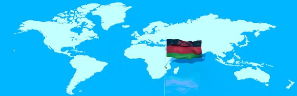 Planet Earth 3d vlajky s větrem Malawi - Fotografie, Obrázek