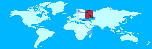 Planeta Ziemia 3d flaga z wiatrem Malta - Zdjęcie, obraz