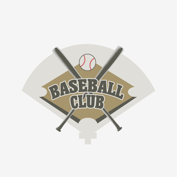 Baseballclub-Logo, Abzeichen oder Symboldesign-Konzept mit zwei Bällen und Baseballschlägern - Vektor, Bild