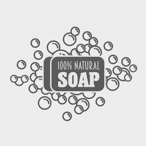 Натуральное мыло с пеной. Векторный логотип, шаблон этикетки или подписи
 - Вектор,изображение