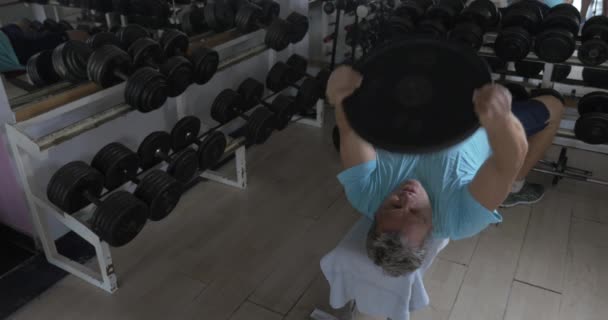 maduro homem exercício com peso placa
 - Filmagem, Vídeo