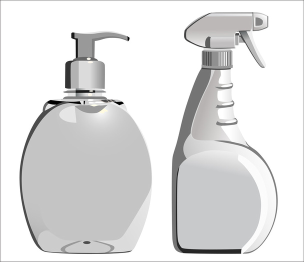 Bottles of liquid soap isolated on white - Vecteur, image
