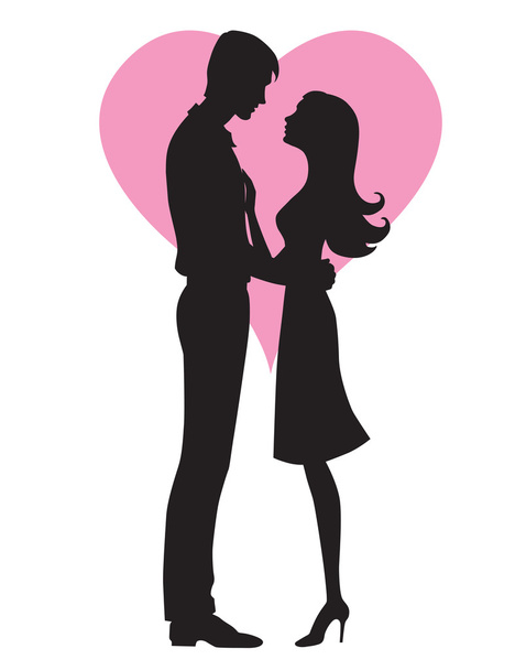 Couple  concept. Silhouette of man and womans heads forming a heart shape - Fotografie, Obrázek