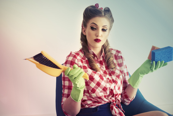 Pin up girl ready to cleaning  - Foto, Bild