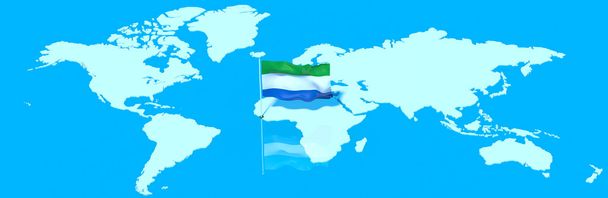 Planet Earth 3D flag with the wind Sierra Leone - Photo, Image