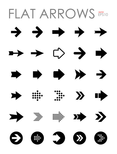 Conjunto de ícones de seta plana, coleção de elementos de design moderno
 - Vetor, Imagem