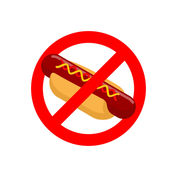 ホットドッグを禁止ファーストフードはやめろおいしいソーセージとパン。再びエンブレム - ベクター画像