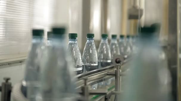 eine Linie zum Abfüllen von Mineralwasser in Flaschen - Filmmaterial, Video