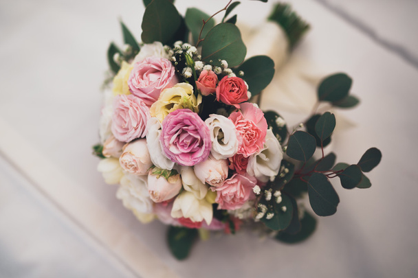 Wedding perfect bridal bouquet of different flowers - Photo, Image