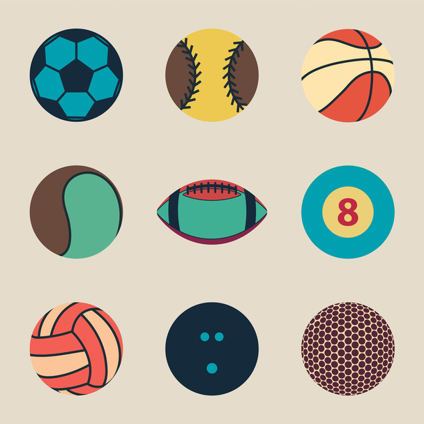 Kolekcja sport piłka ikona vintage wektor ilustracja - Wektor, obraz
