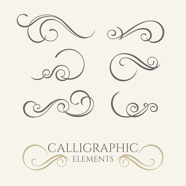 Collection of calligraphic elements. Decorative  borders. Graphi - Διάνυσμα, εικόνα