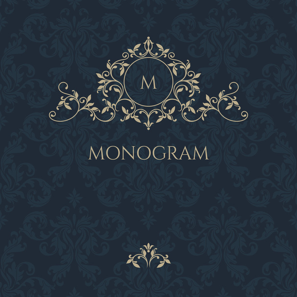 Floral monogram. Classic ornament.  - Vector, Image