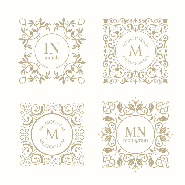 Monograms collection. Classic design elements for wedding invitations.  - Vector, imagen