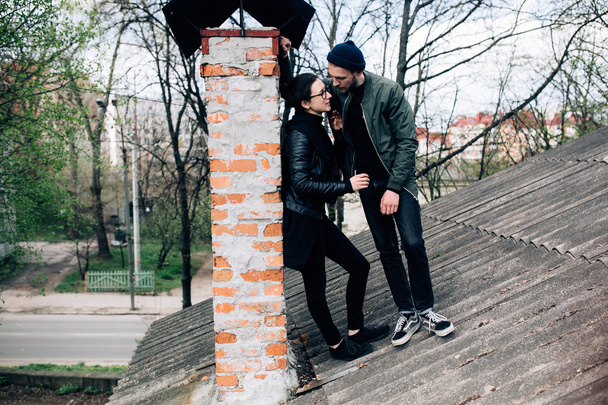 couple on the roof - Foto, Bild