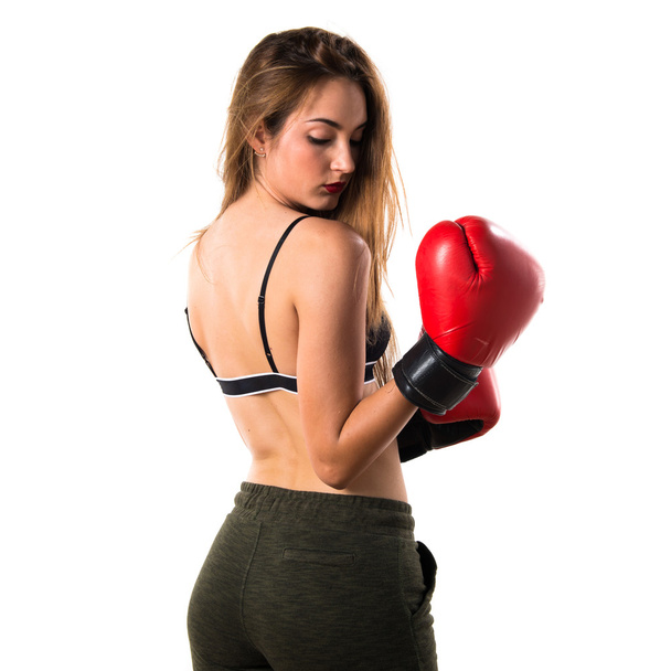 Teini tyttö nyrkkeily käsineet
 - Valokuva, kuva