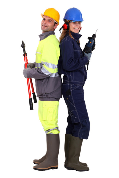 Male and female construction workers - Photo, Image