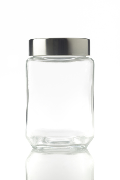 Üres pohár Jar a fém fedelet elszigetelt fehér  - Fotó, kép