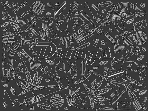Drugs chalk vector illustration - Vektor, obrázek