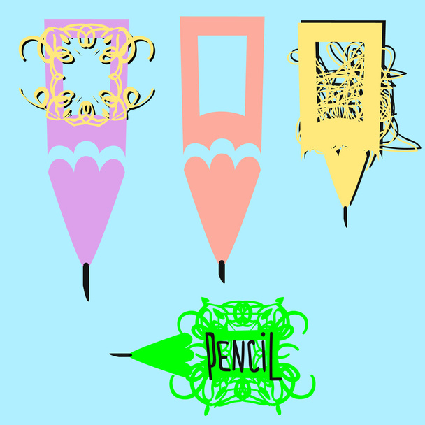 conjunto de logotipo de lápiz de textura coloreada
 - Vector, imagen