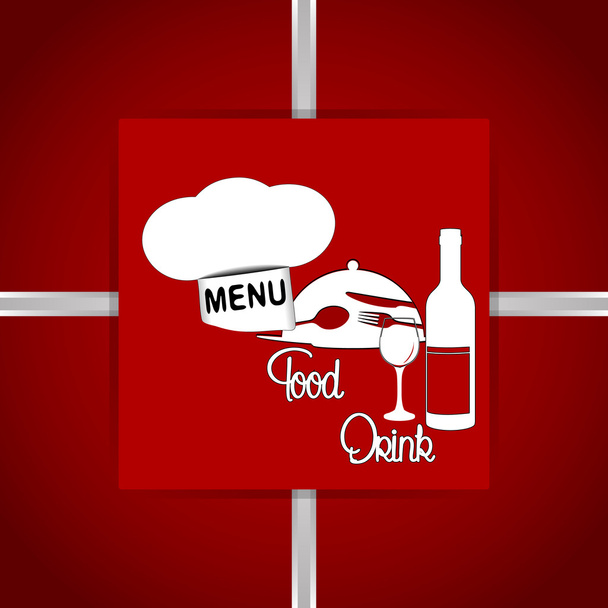 Restaurant-Menü mit Kochmütze rot - Vektor, Bild