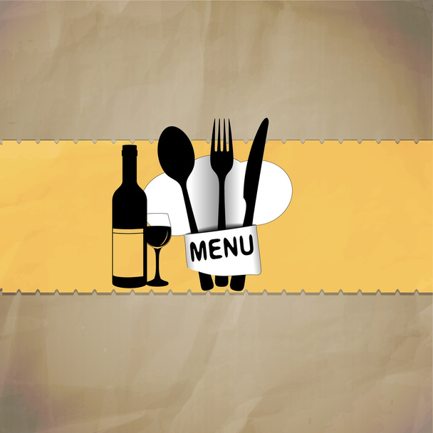 Restaurace menu šéfkuchaře klobouk čárou - Vektor, obrázek