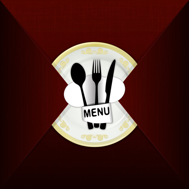 restaurant menu with plate and hat chef - Vector, Image