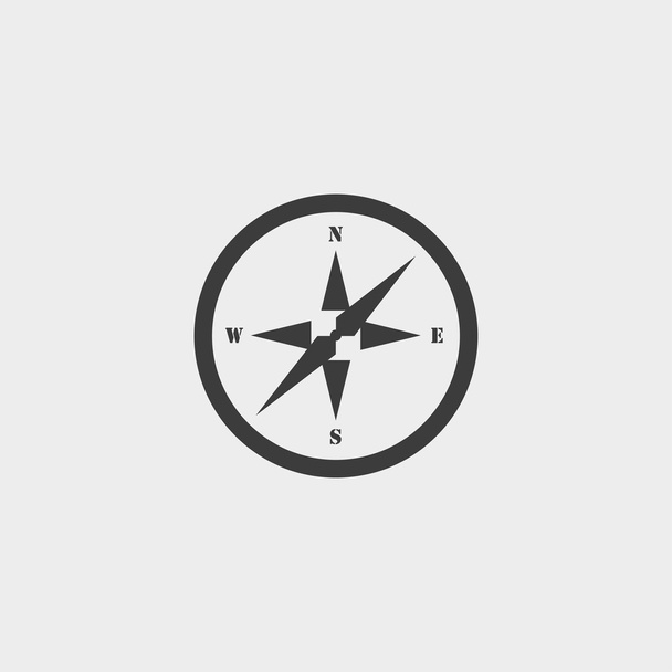 Kompasssymbol in flachem Design in schwarzer Farbe. Vektorabbildung eps10 - Vektor, Bild