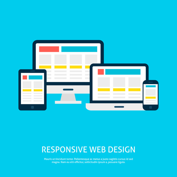 responsive Web-Design-Gadgets flaches Konzept - Vektor, Bild