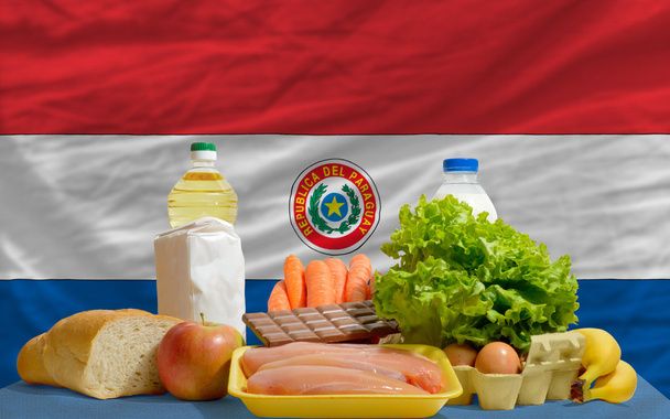 Alimentari di base davanti alla bandiera nazionale paraguay
 - Foto, immagini