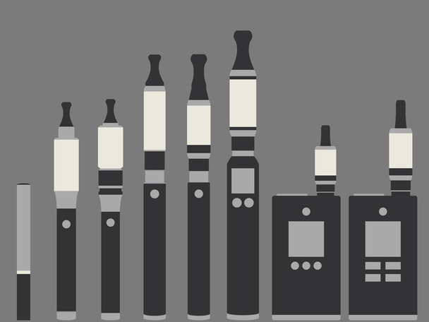 Electronic cigarette. Types vaporizers. Set. - Vector, Image