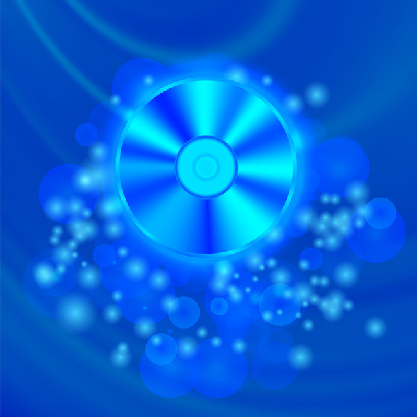 Kompaktní disk izolovaných na modré rozostřeného pozadí - Vektor, obrázek