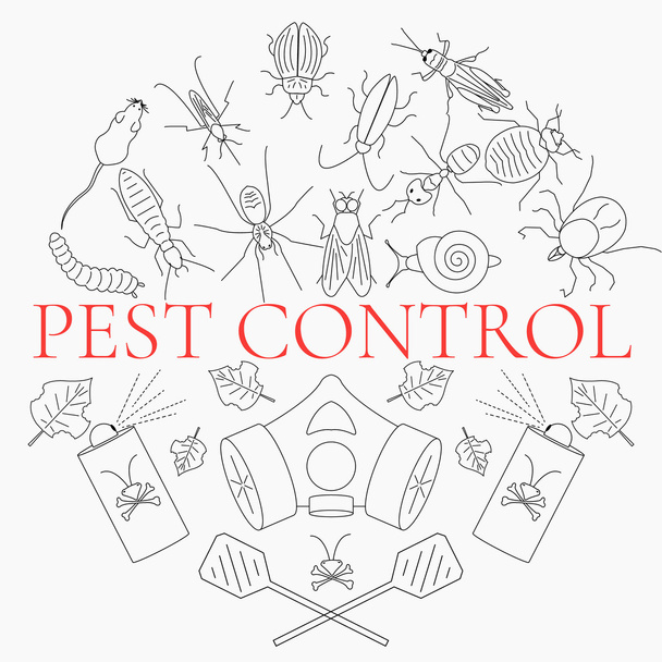 Pest control linear set - Вектор,изображение