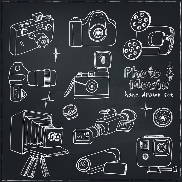 Foto- und Film-Hobbykameras. - Vektor, Bild