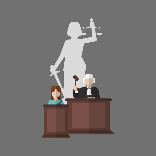 Νομοθεσία σχεδιασμού. Δικαιοσύνης εικονίδιο. Γκρι φόντο, εικονογράφηση φορέας - Διάνυσμα, εικόνα