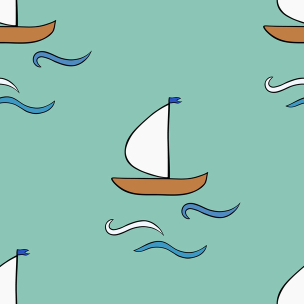 seamless sailboat pattern - Vektör, Görsel