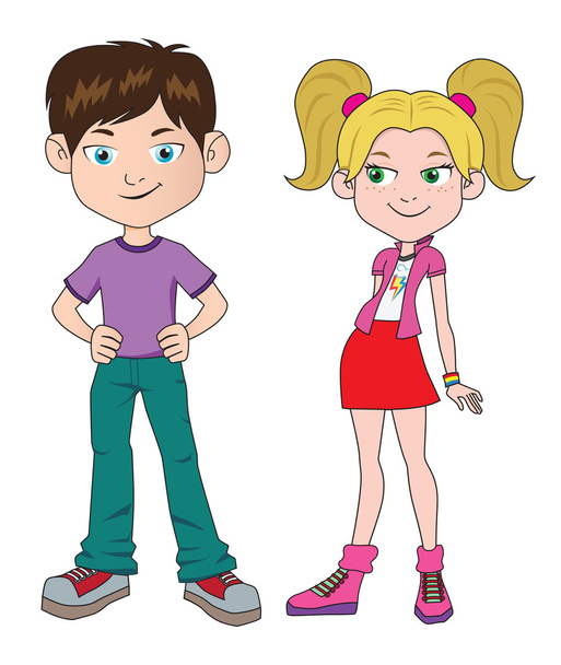 Boy and girl Standing - Vector, Image