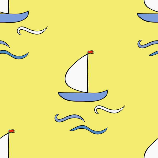 seamless sailboat pattern - Vector, imagen