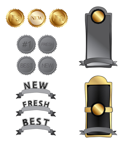 Gold labels tags set - Vector, Image