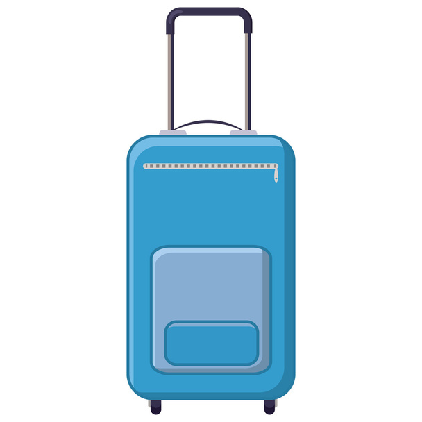 Blue travel suitcase icon, cartoon style - Вектор,изображение