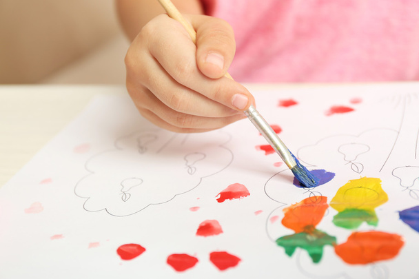 Child drawing closeup - Foto, Imagen