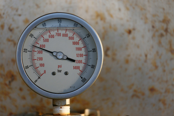 Pressure gauge in oil and gas production process for monitor condition, The gauge for measure in industry job, Industry background and close up gauge. - Photo, Image