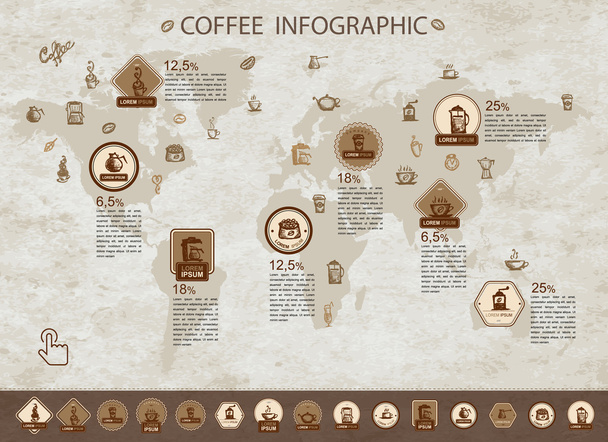Koffie infographic voor uw ontwerp - Vector, afbeelding