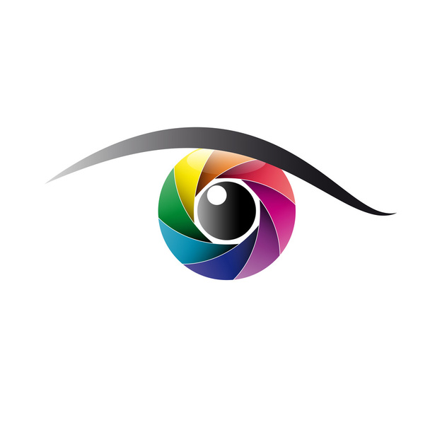 Segno vettoriale occhio arcobaleno, iride
 - Vettoriali, immagini