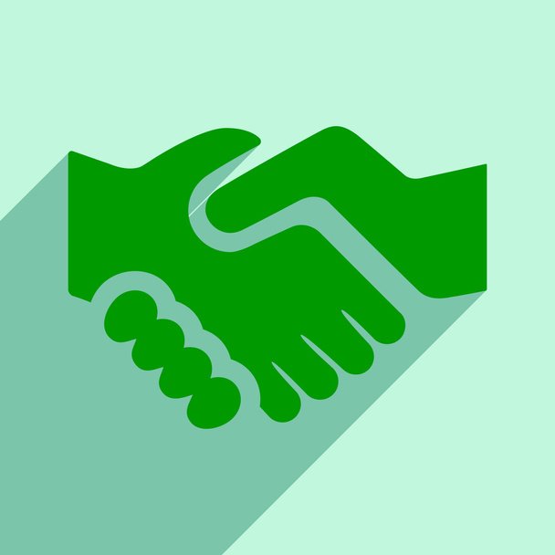 Flat with shadow icon and mobile application handshake - Vector, Image