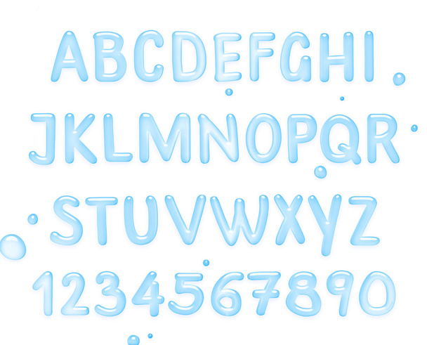Water font. Latin alphabet made of water. - Фото, изображение