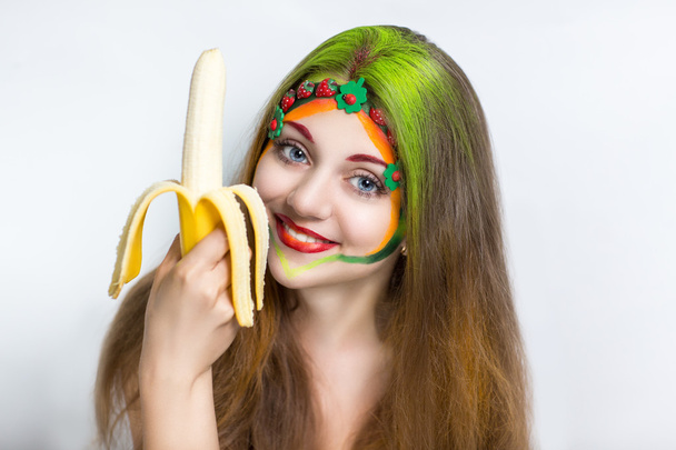 woman eating banana  - Photo, image
