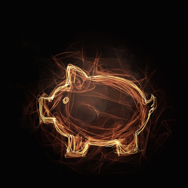 Fire piggy bank icon - 写真・画像