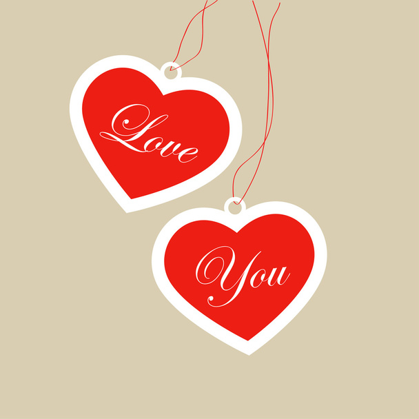 Red hearts tags - Vector, imagen