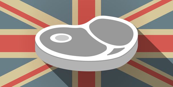 Hosszú árnyék brit zászló ikon egy steak-ikon - Vektor, kép