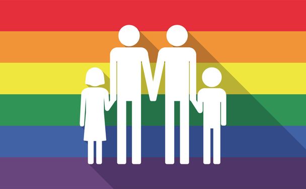 Hosszú árnyék meleg büszkeség zászlót a homoszexuális szülők családi piktogram - Vektor, kép
